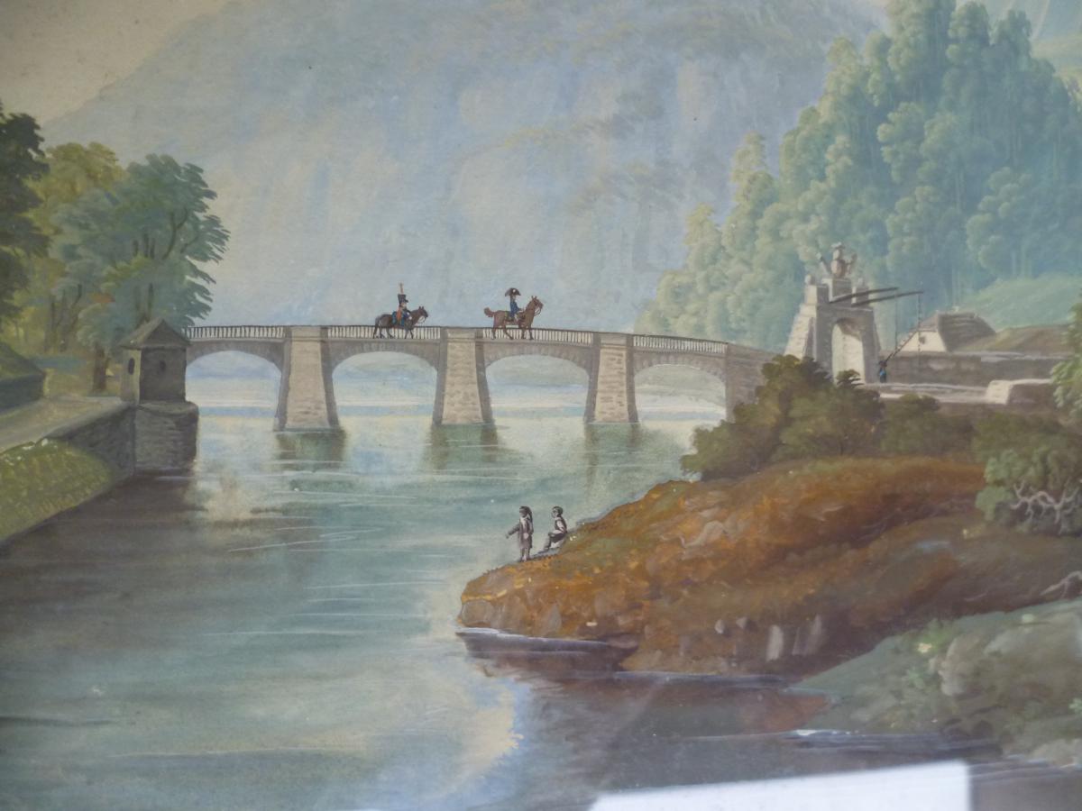 Switzerland Grande Gouache Landscape XIX Century-photo-4