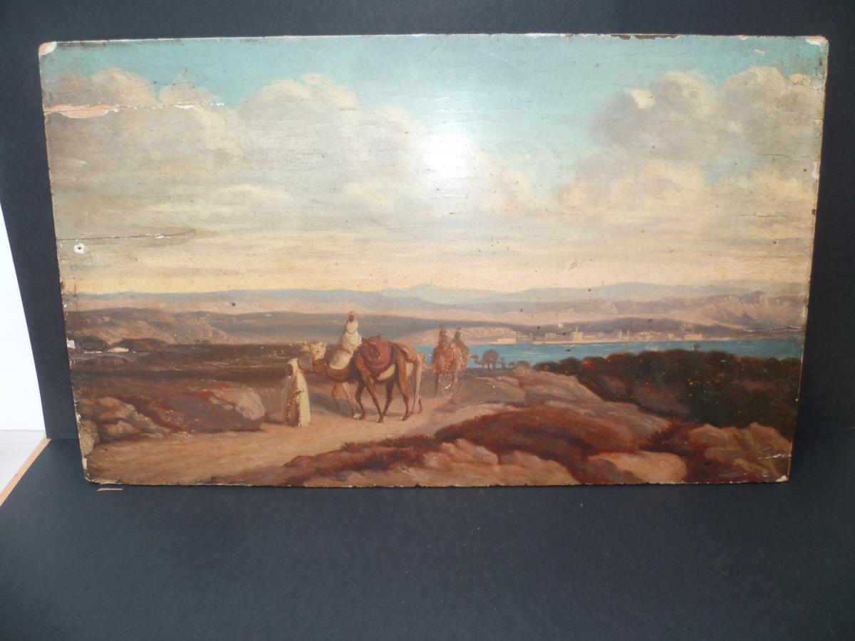 Tableau Orientaliste Caravane Bord De Mer