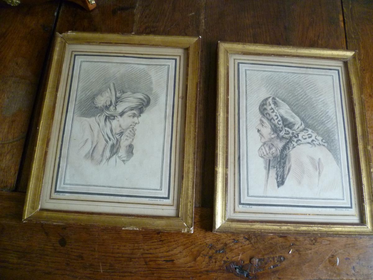 Pair Of Engravings Signed Demarteau (1722-1776)