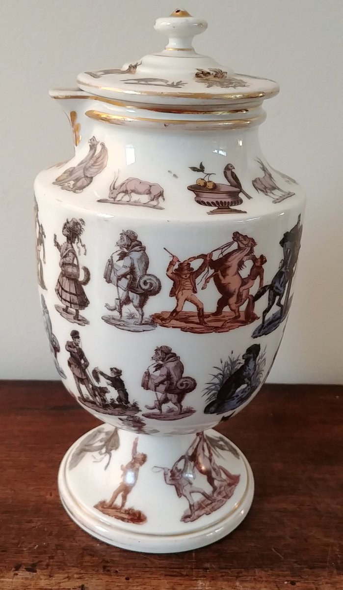 Covered Jug With Circus Decor