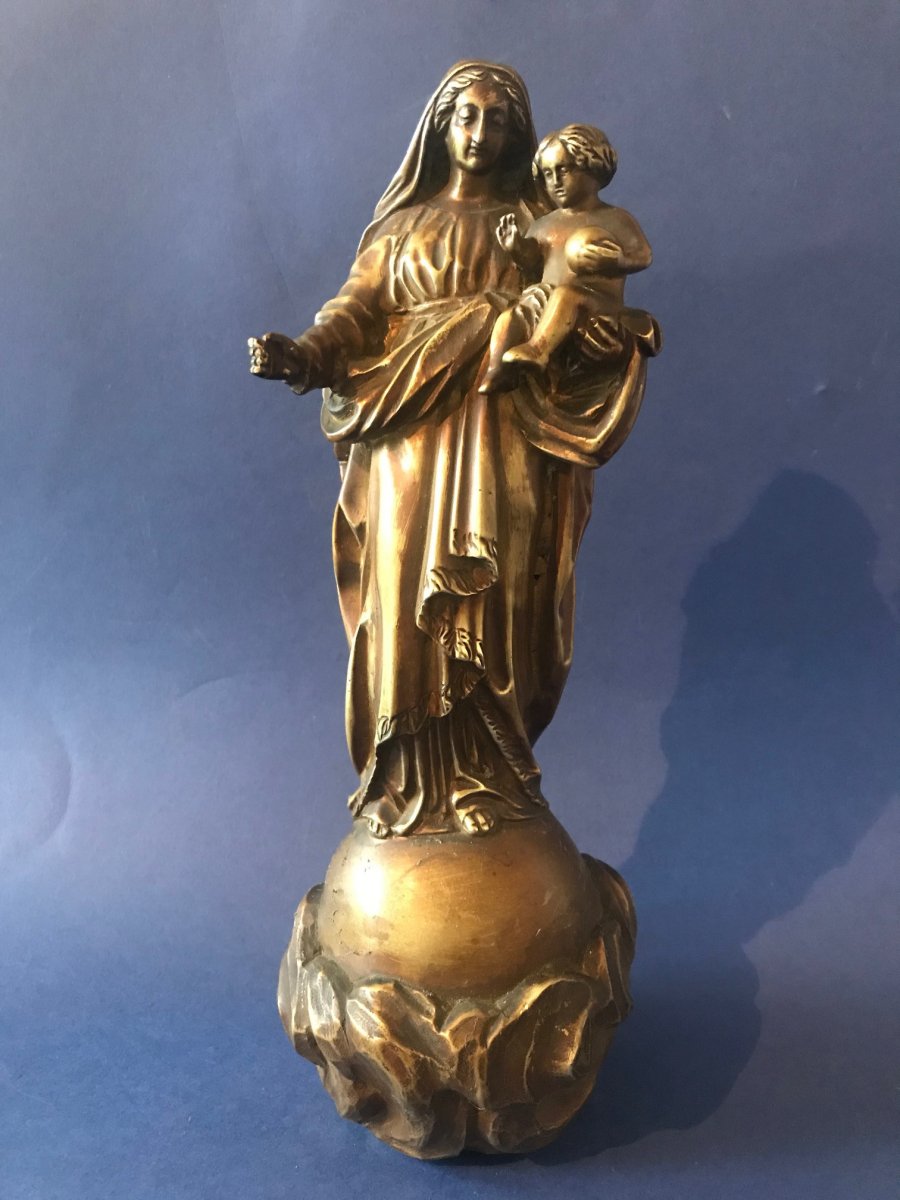  Vierge à l'Enfant En Bronze-photo-1