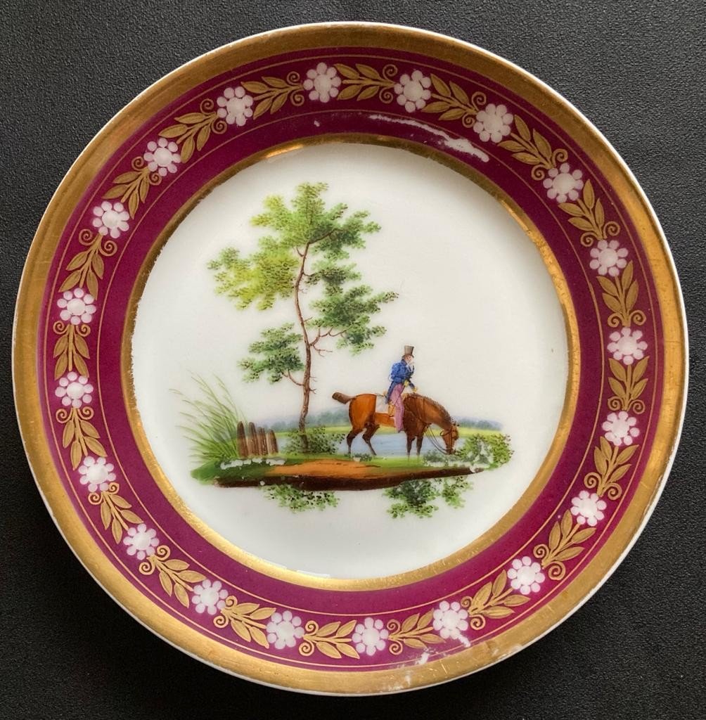Three Riding Plates Early Nineteenth-photo-4