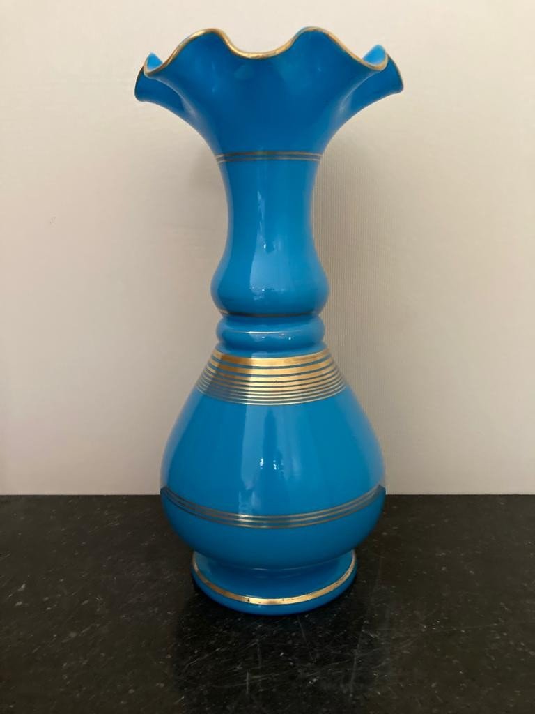 Vase En Opaline Bleue-photo-4