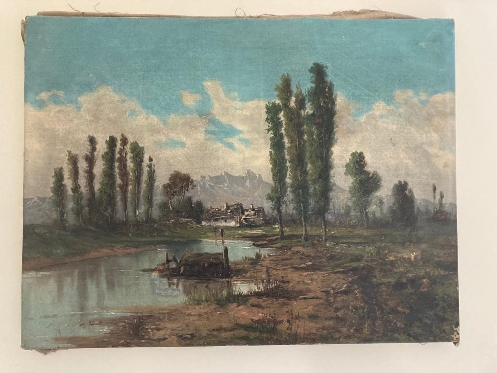 Tableau Chaumière Au Bord d'Un étang