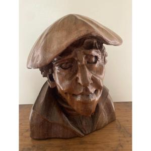 Buste Homme Breton Par Joseph Le Gall Dit Job Sculpture Bois