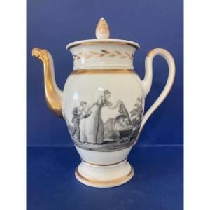 Porcelain Coffee Maker Grisaille Decor The Mother And The Child