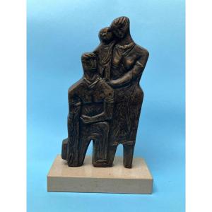 Bronze Couple Statue Modernist Sculpture