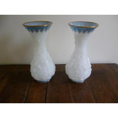 Great Pair Of Vases Opaline Vine Vine Decor