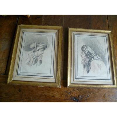 Pair Of Engravings Signed Demarteau (1722-1776)