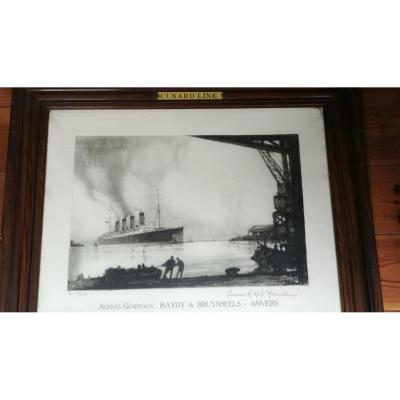 Cunard R.M.S.  Mauretania - Lithographie d'Henri Frank Mason