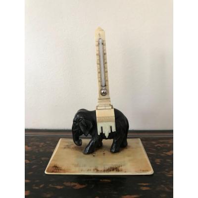 Ivory And Ebony Obelisk Thermometer 