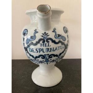 Chevrette Pharmacy Jar Earthenware From Delft Apothecary