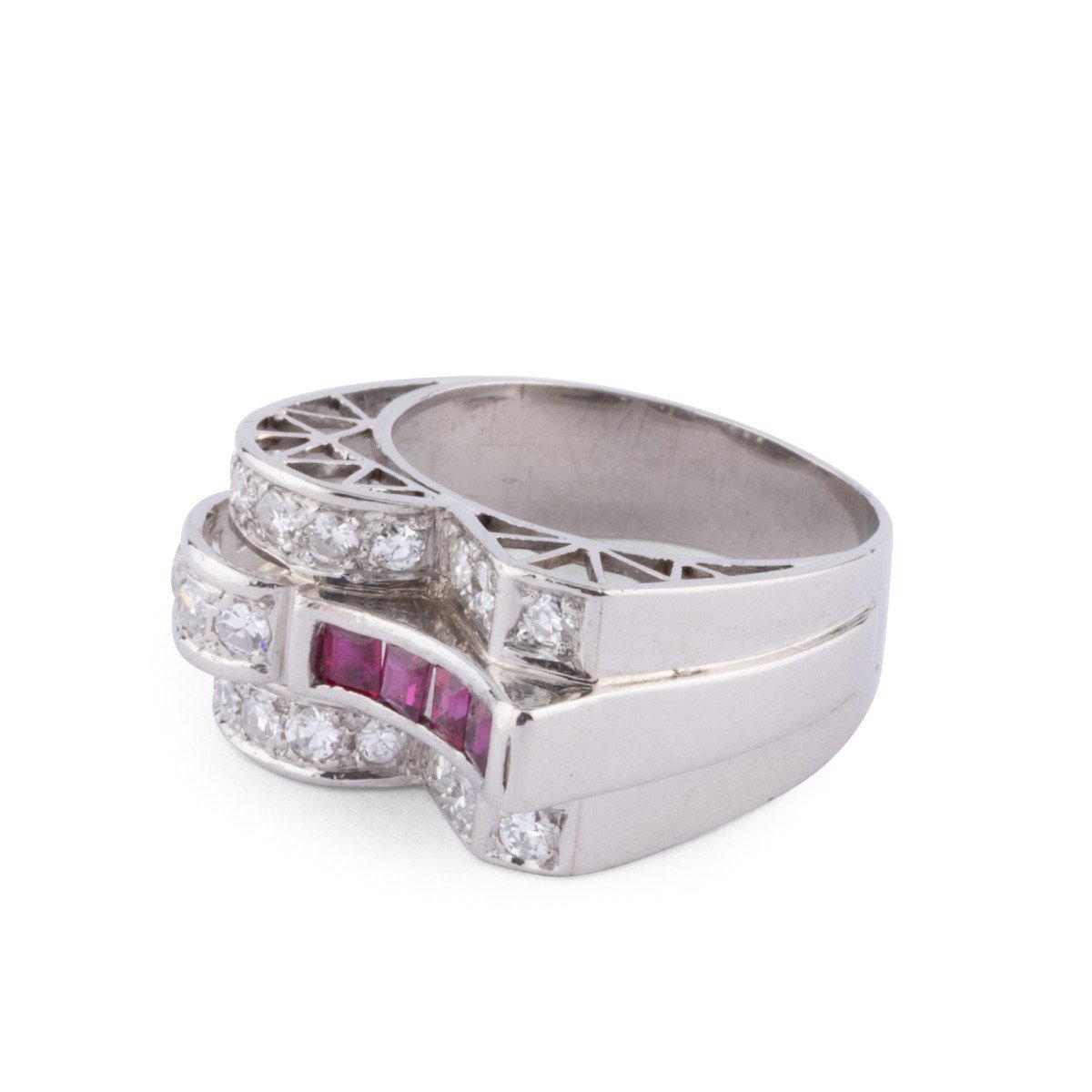 Platinum Diamond And Ruby Ring-photo-2