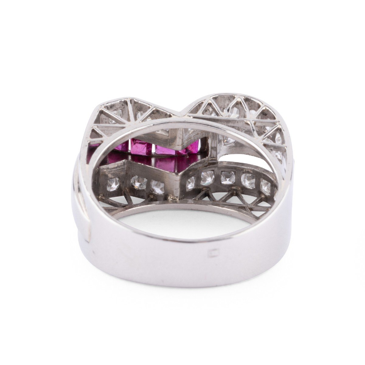 Bague En Platine Diamant Et Rubis-photo-5