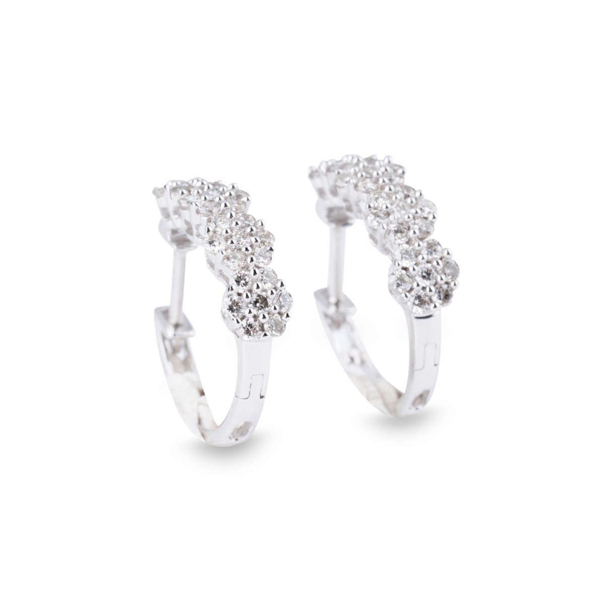 Pairs Of Diamond Half Hoop Earrings-photo-2
