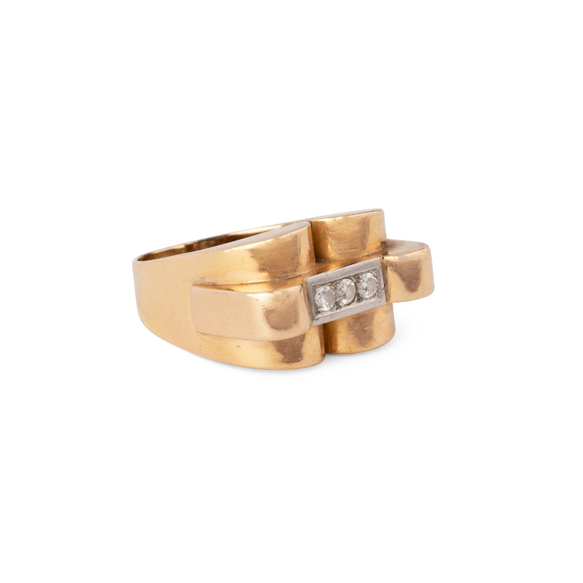 Bague Tank En Or Jaune Et Diamants-photo-4
