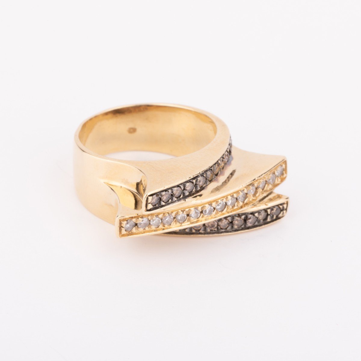 Bandeau Ring Yellow Gold And Cognac Diamond-photo-2