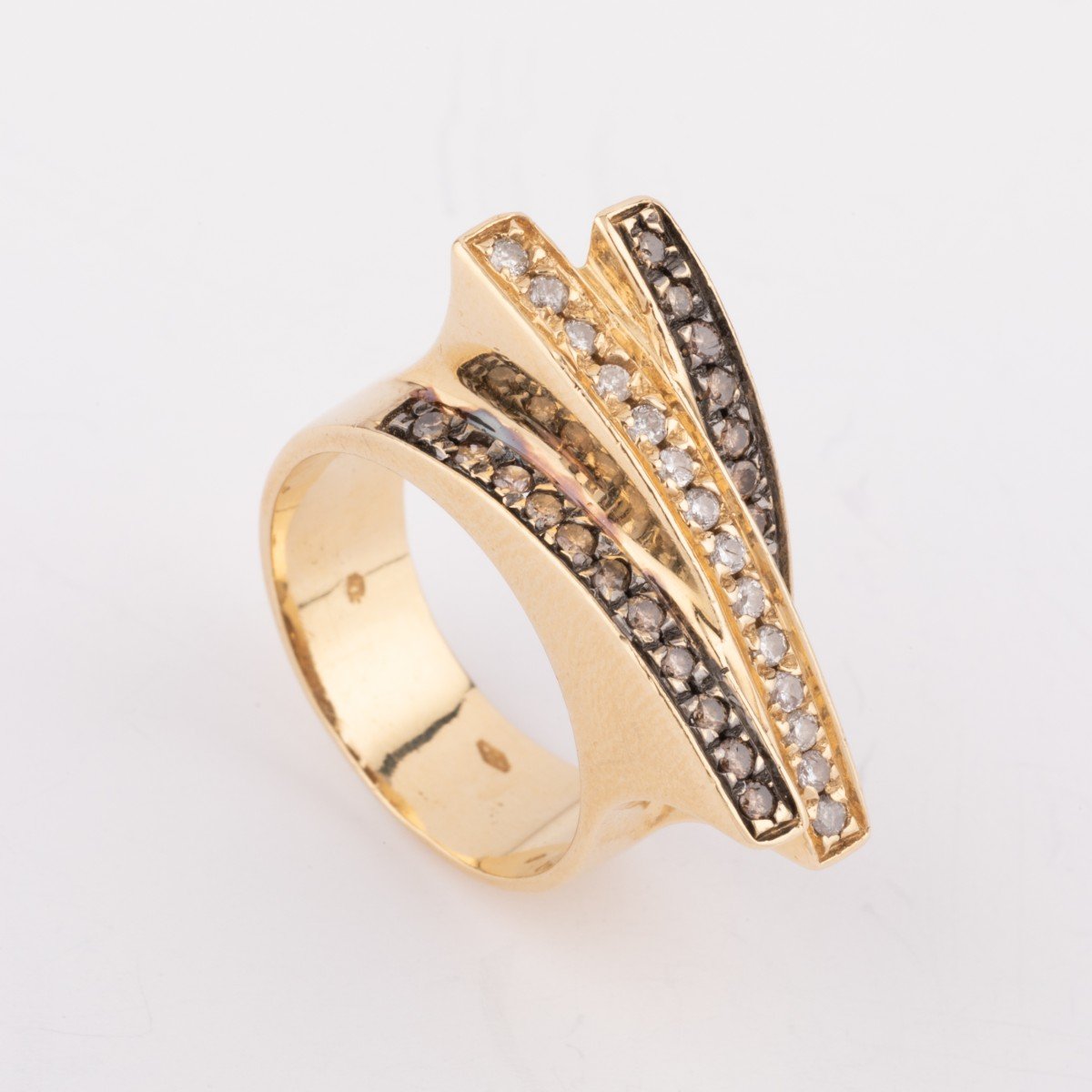 Bandeau Ring Yellow Gold And Cognac Diamond-photo-4