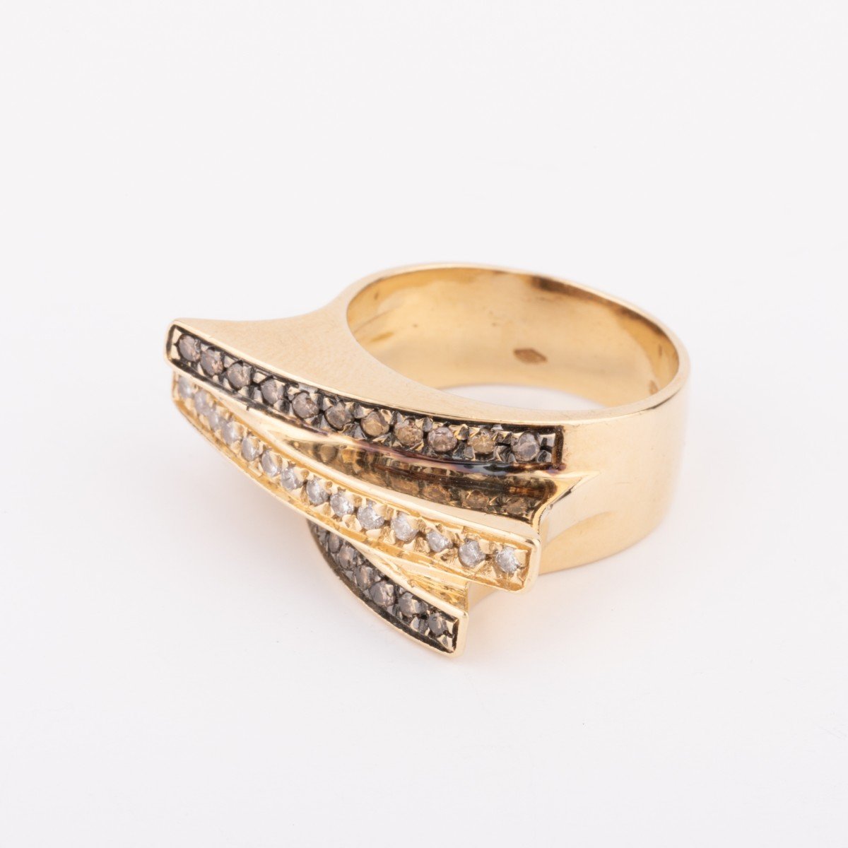 Bandeau Ring Yellow Gold And Cognac Diamond-photo-2