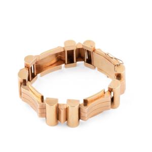 Tank Bracelet From The 1940s-1950s In Pink And Yellow Gold, Composed Of A Succession Of Very Be