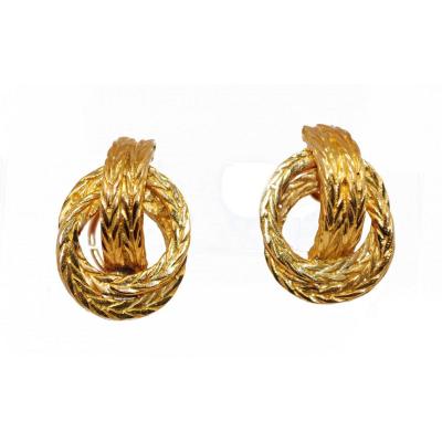 Boucles d'Oreilles Or Jaune Signées De La Maison Hermès