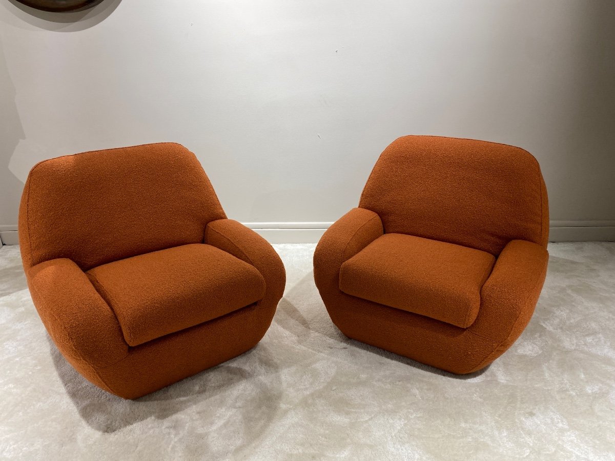 Paire De Fauteuils Design Italien Des Années 70'