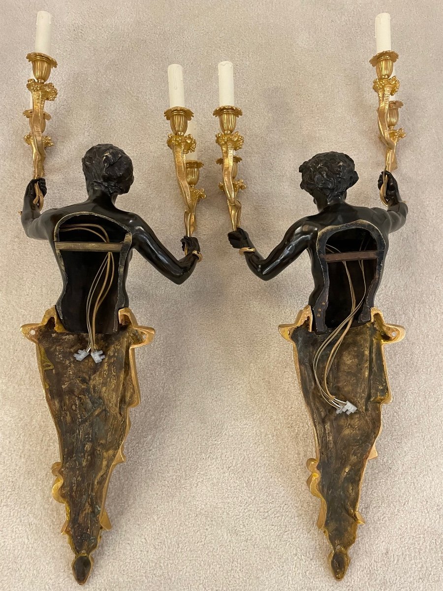 Pair Of Bronze Wall Lamp-photo-4