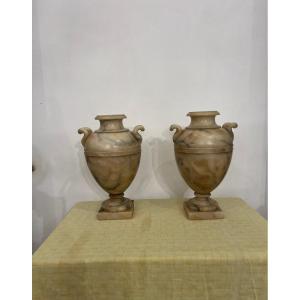 Pair Of Alabaster Vases 