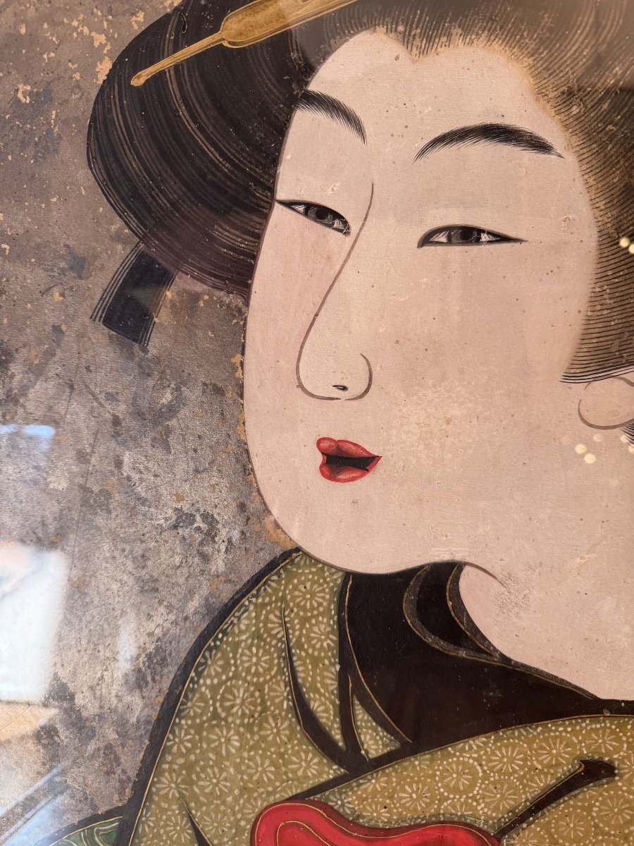 Portrait De Geisha-peinture Japon Edo-photo-2