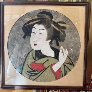 Portrait De Geisha-peinture Japon Edo