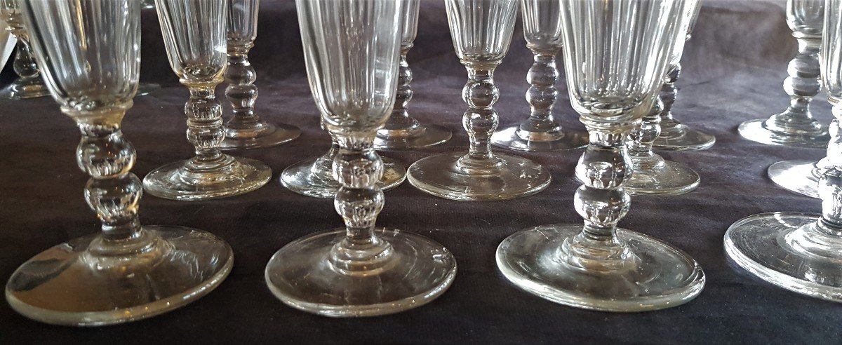 Serie 20 Antique Flutes In Cut Crystal Double Baluster Leg Mod. Clermont-photo-2