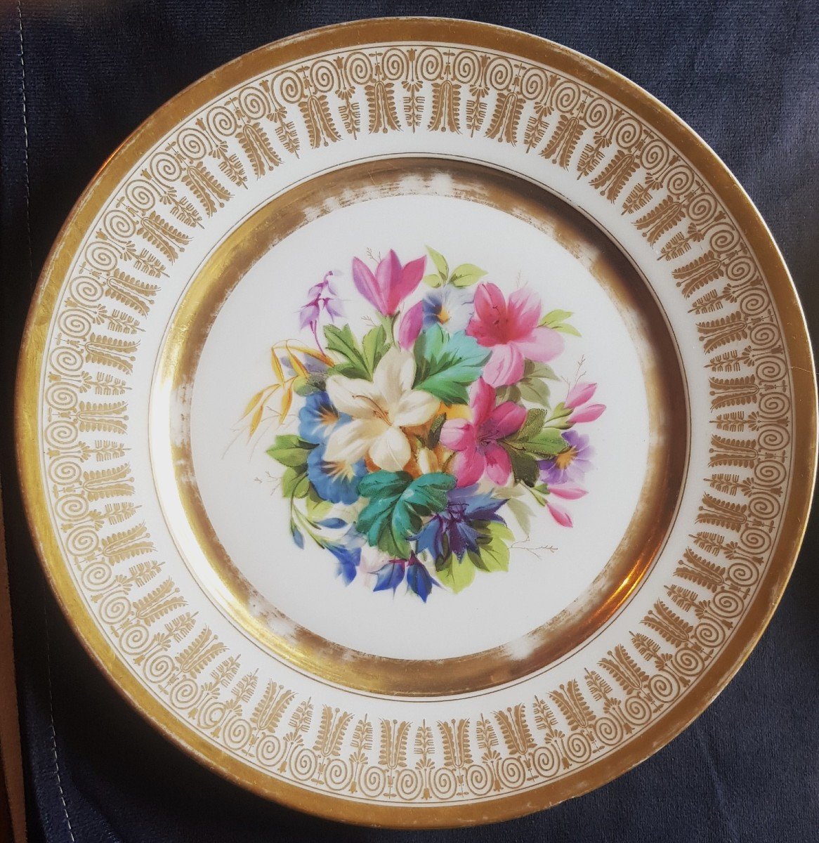 Set Of 12 Porcelain Plates Painted Floral Decor Ginori Doccia-photo-3