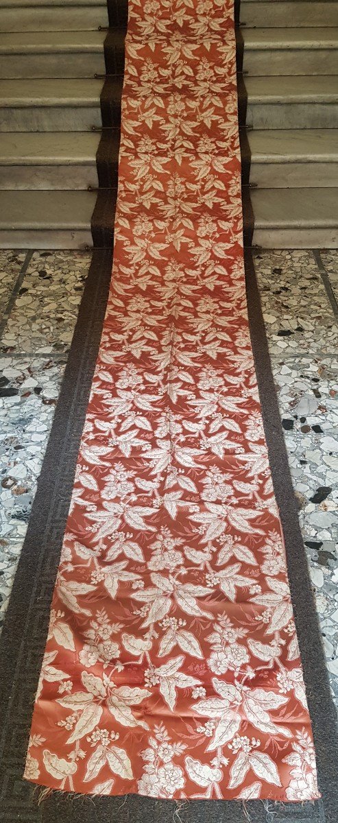 Strip Of Antique Pure Silk Fabric 380 Cm Old Art Nouveau Period