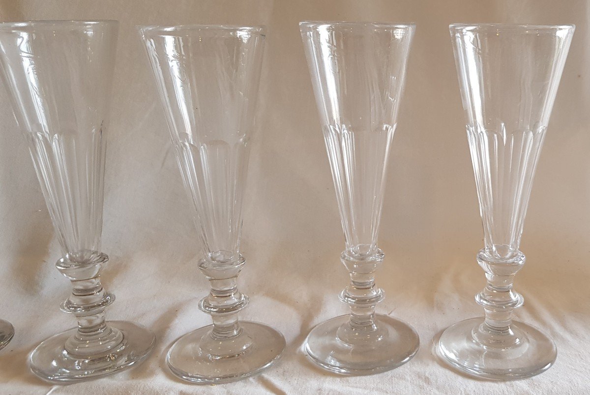 Set 5 Flutes En Cristal Anciennes h 17 Cm-photo-2