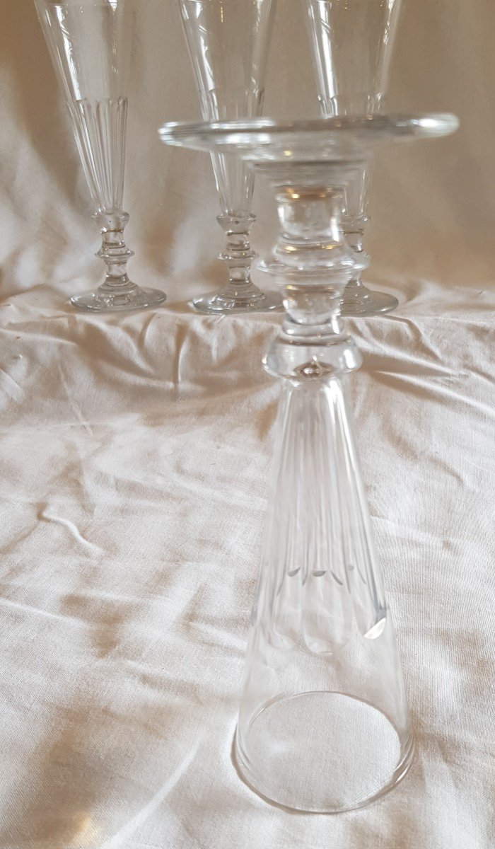 Set 5 Flutes En Cristal Anciennes h 17 Cm-photo-1