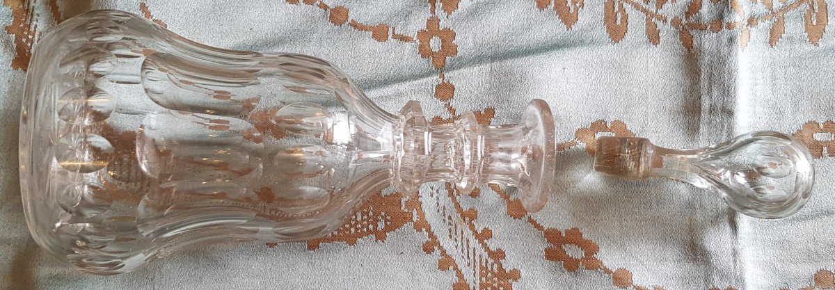 Pair Of Decanter Bottles Bohemian Crystal Carafes XIX S H 27 Cm