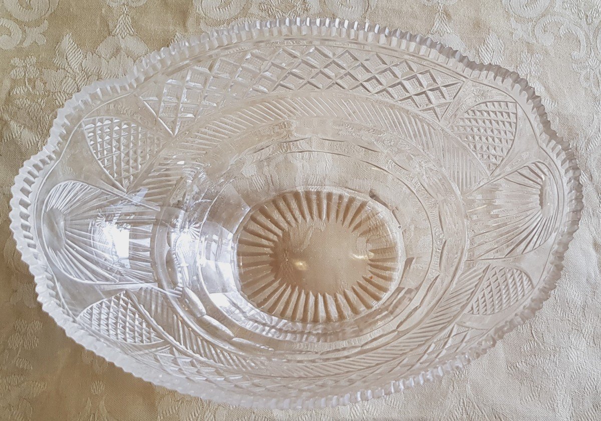 Antique Oval Centerpiece In Cut Bohemian Crystal 23x17x13 Cm-photo-3