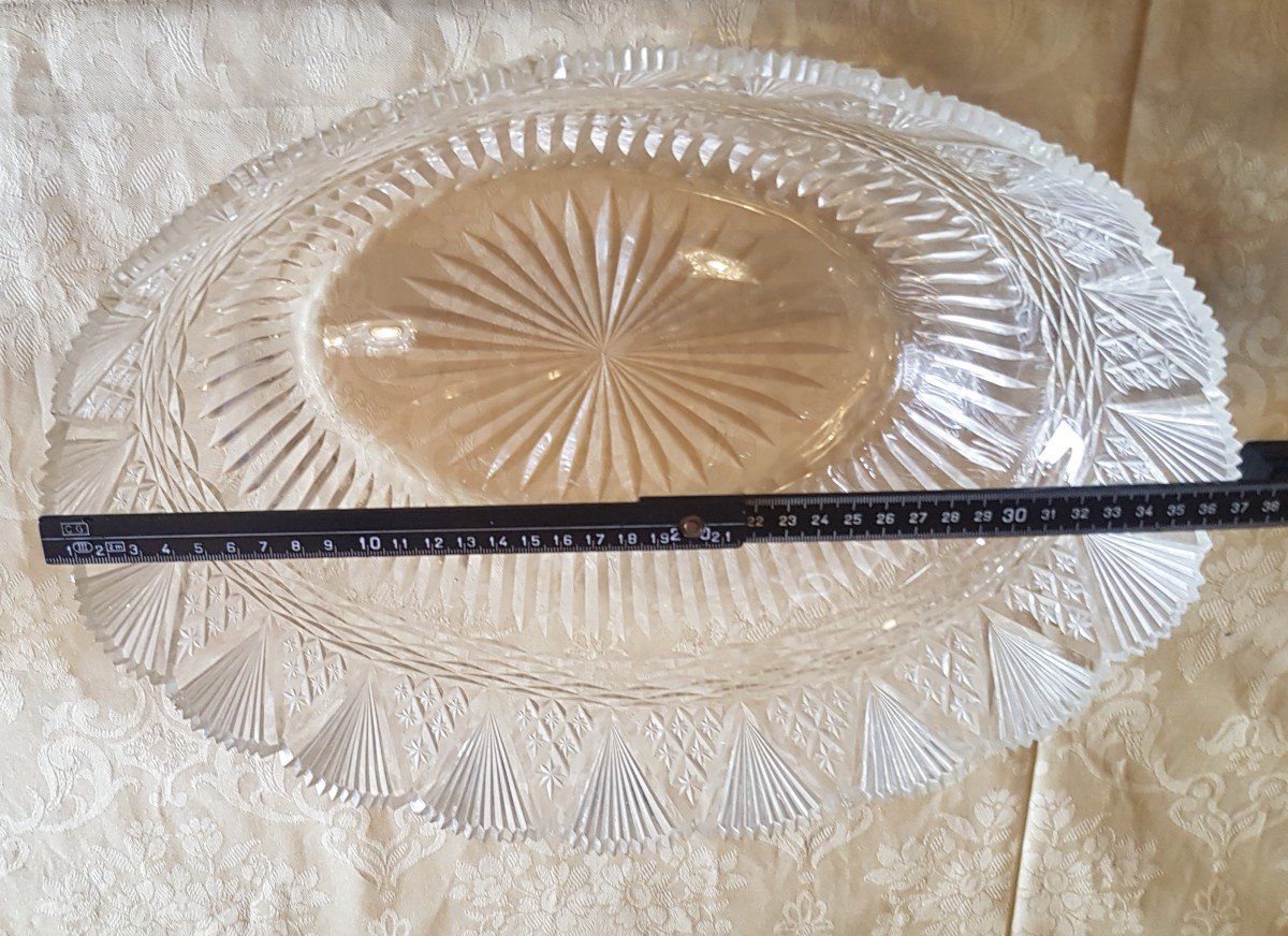 Large Old Oval Cut Bohemian Crystal Cut -photo-3