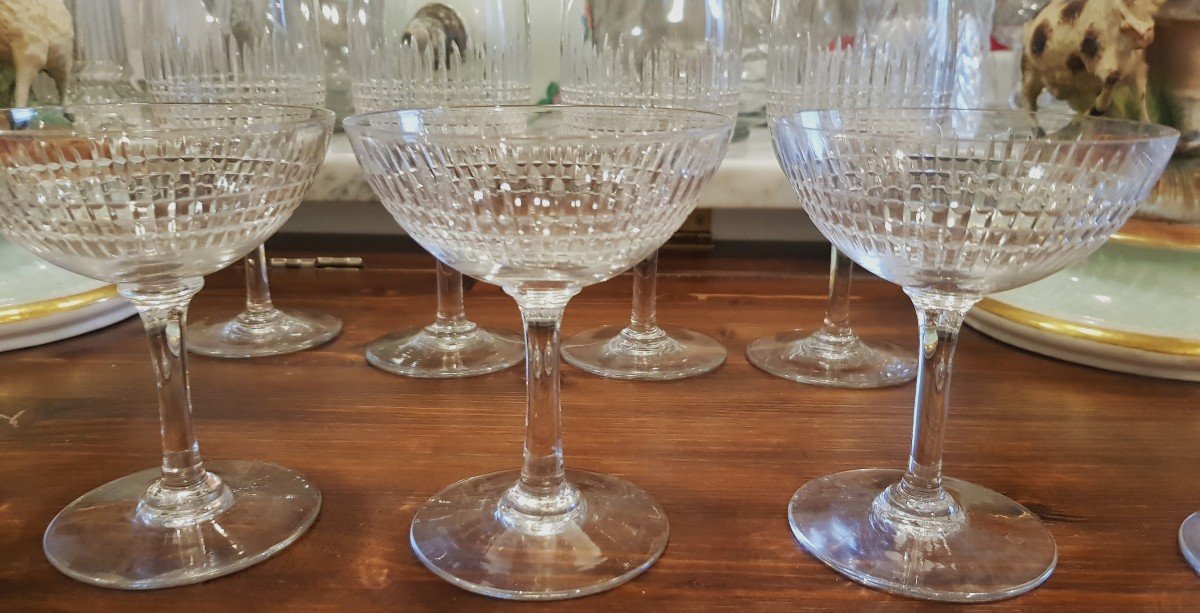 Lot 5 Coupes Champagne En Cristal Baccarat Mod. Nancy-photo-2