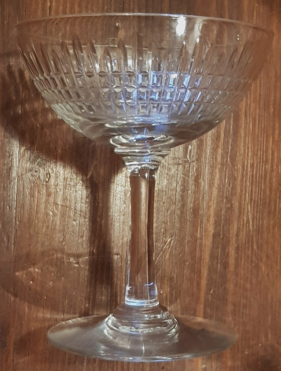 Set Of 5 Baccarat Crystal Champagne Glasses Mod. Nancy-photo-3