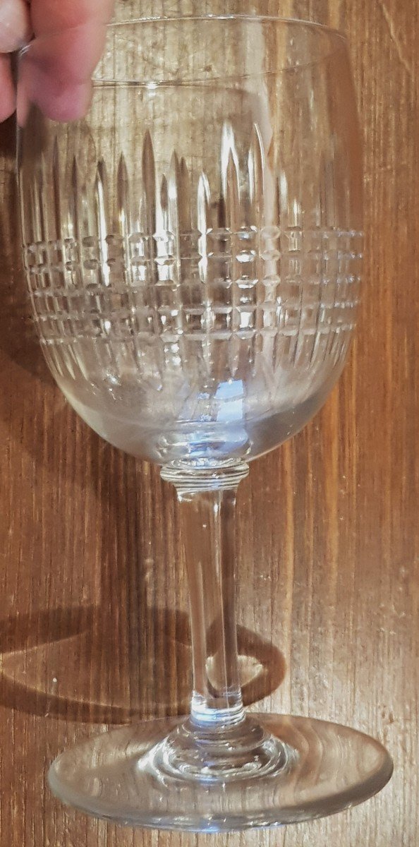 Set Of 4 Baccarat Crystal Water Glasses, Nancy Model-photo-3