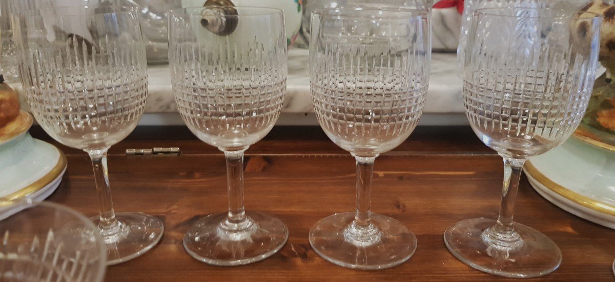 Set Of 4 Baccarat Crystal Water Glasses, Nancy Model