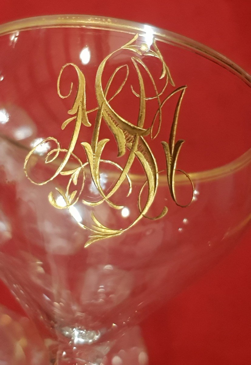 Set Of 10 Old Water Glasses Lobmeyr Monogram Smn-photo-3