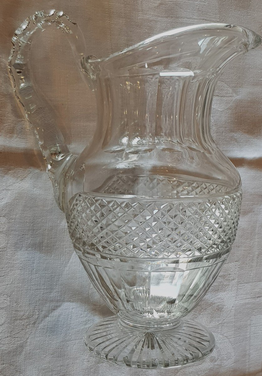 Pair Old Ewers Crystal Water Jug ​​saint Louis Model Trianon-photo-1