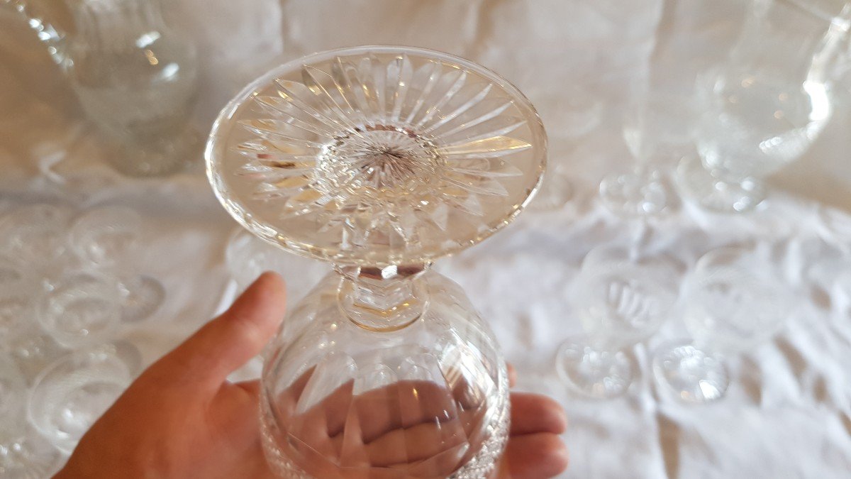 Series 10 Water Glasses Old Crystal Saint Louis Model Trianon-photo-4