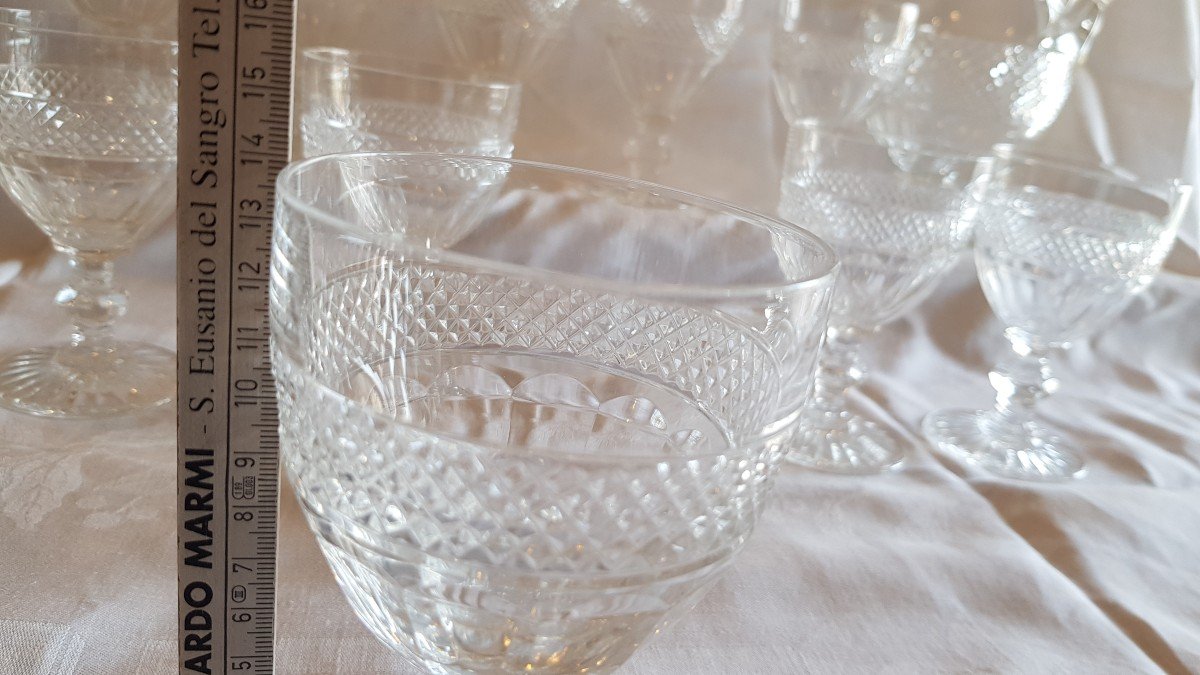 Series 10 Water Glasses Old Crystal Saint Louis Model Trianon-photo-5