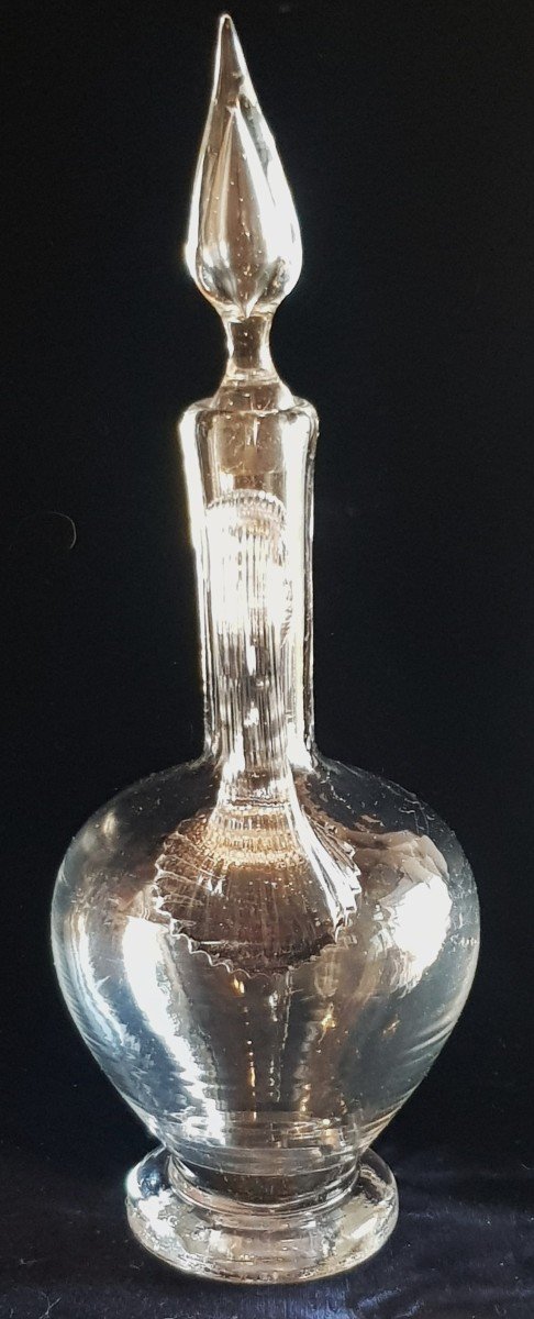 Old Jug Carafe In Blown Glass Early 20th Century-photo-3