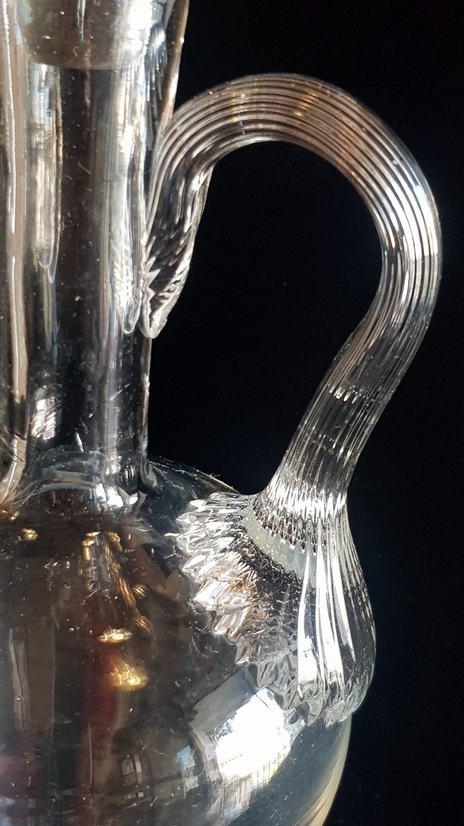 Old Jug Carafe In Blown Glass Early 20th Century-photo-2