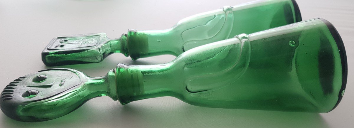 Pair Of Neiman Marcus Anthropomorphic Bottles In The Style Of Erik Hoglund For Kosta Boda-photo-3