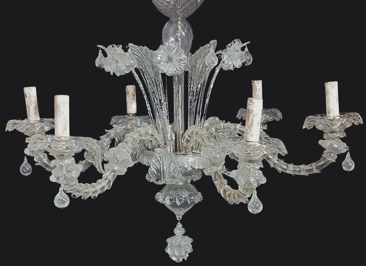 Antique Ca Rezzonico Chandelier In Blown Murano Glass-photo-2